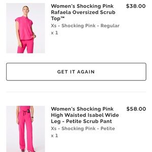 Figs Shocking Pink Rafaela Top & Isabel Wide Leg Scrub Pant (Set)